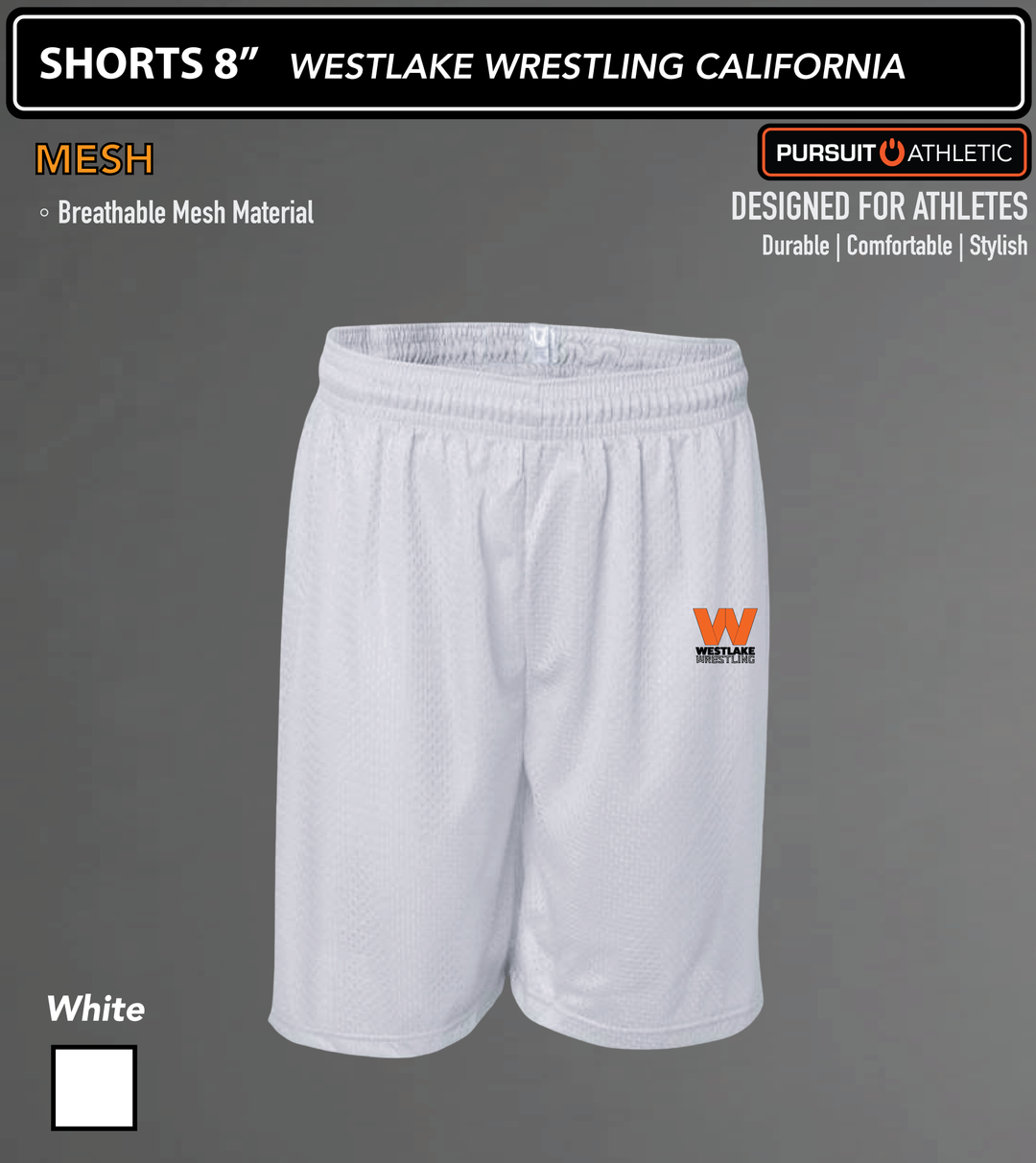 SHORTS 8" | Mesh | Westlake Wrestling California